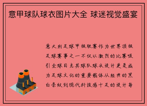 意甲球队球衣图片大全 球迷视觉盛宴